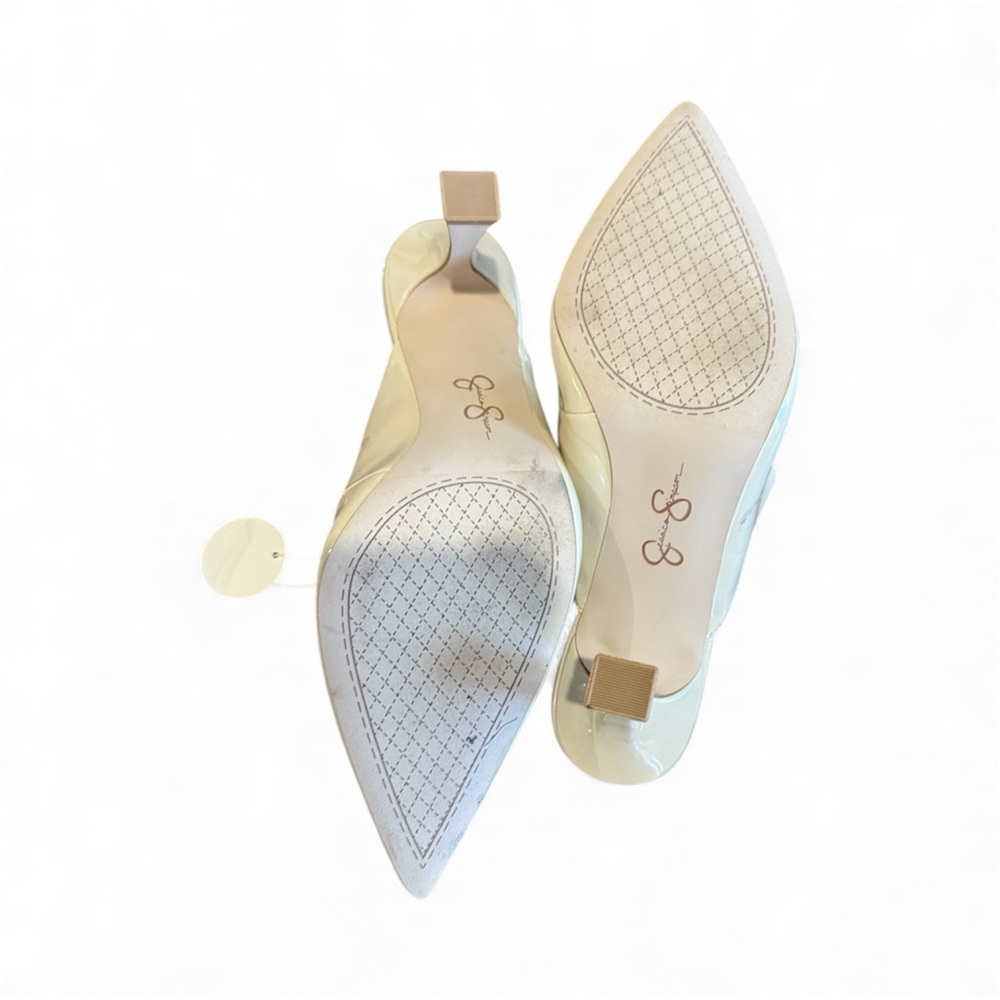 Jessica Simpson 7 1/2 Elegant Cream Women's Mules with Rhinestone Detail - Picture 2 of 4